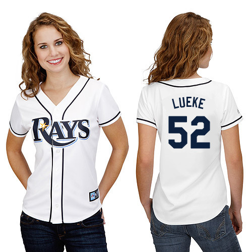 Josh Lueke #52 mlb Jersey-Tampa Bay Rays Women's Authentic Home White Cool Base Baseball Jersey